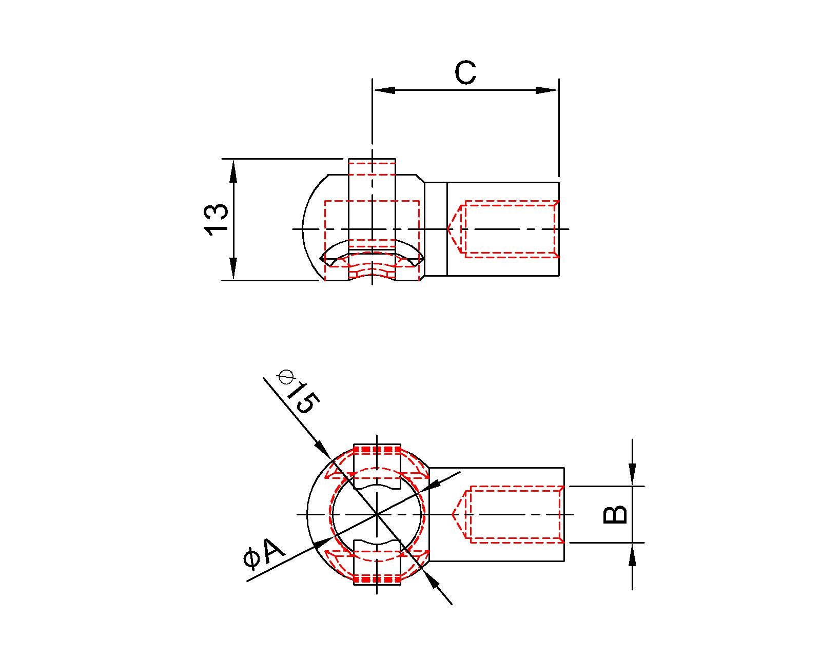 disegno della presa a sfera in metallo